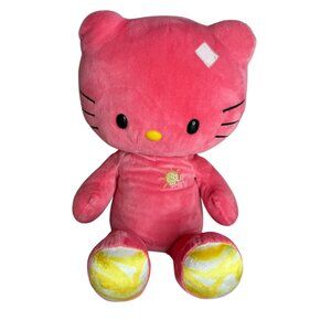 Build a Bear Hello Kitty Pink Plush Toy 16" Soft Stuffed Animal Sanrio Yellow Fe